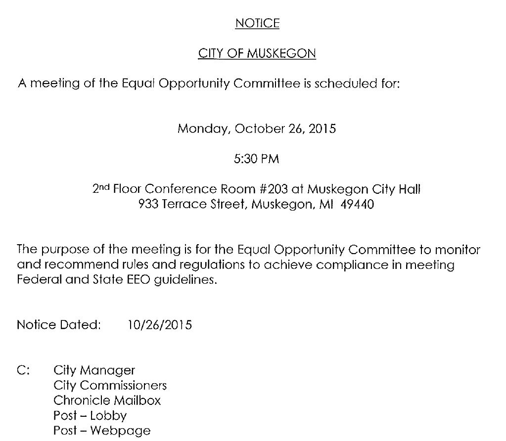Equal Opportunity Committee Meeting