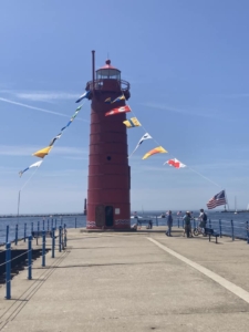 The Muskegon South Pierhead Lighthouse on the opening of 2023 summer tours on Memorial Day. (courtesy of Larry Taylor)