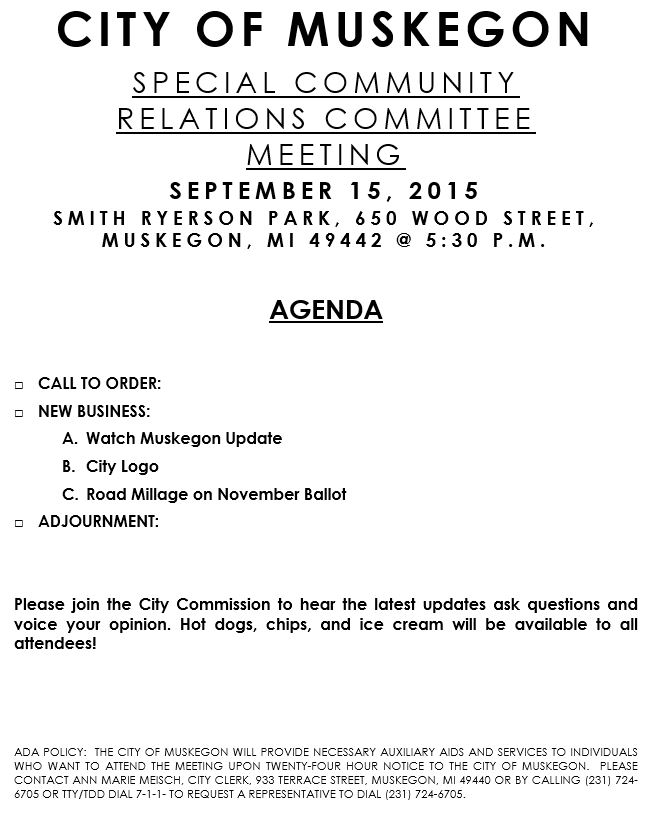 Sept 15, 2015 Special Community Relations Committee Meeting